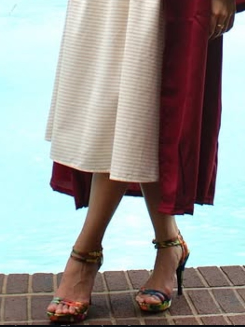 •Nine West• Skinny Platform Rainbow Heeled Strappy Sandal - Picture 6 of 9